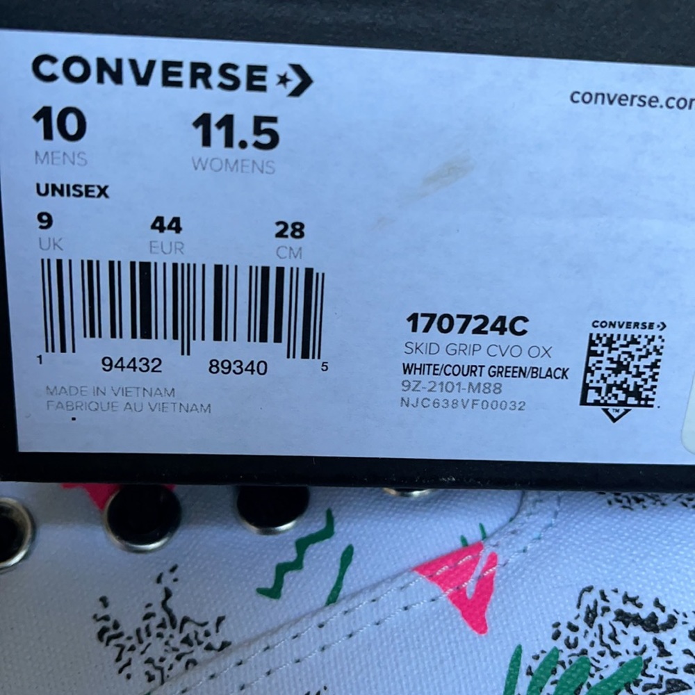 CONVERSE SKID GRIP CVO OX WHITE/COURT GREEN/BLACK MENS - Picture 16 of 16
